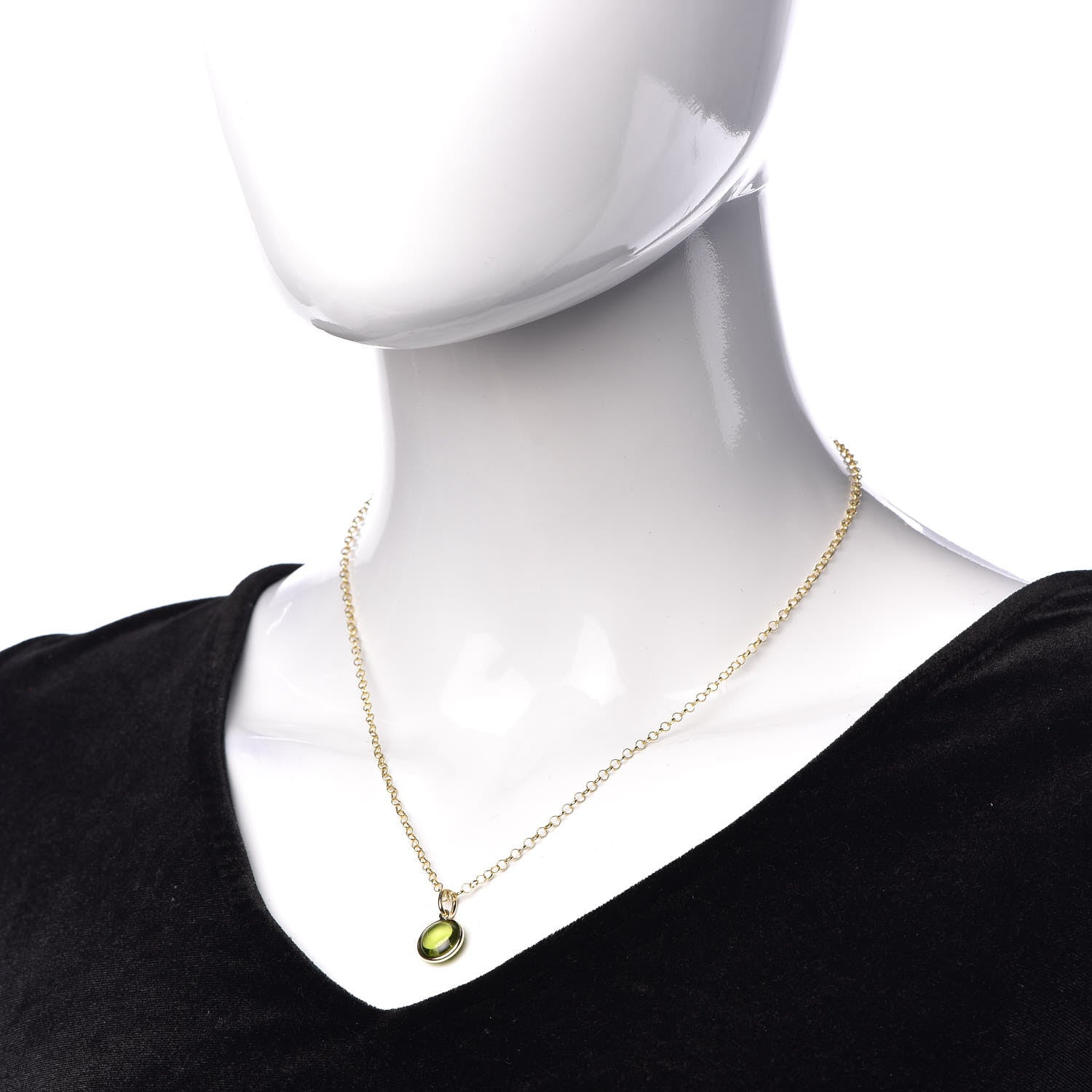 Tiffany 18K Yellow Gold Peridot Paloma Picasso Dot Charm Pendant Necklace 2 of 7