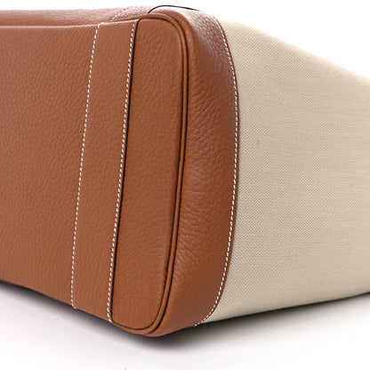 Hermes Toile Militaire Negonda Vertical Pockets Garden Party Beton Gold 8 of 9