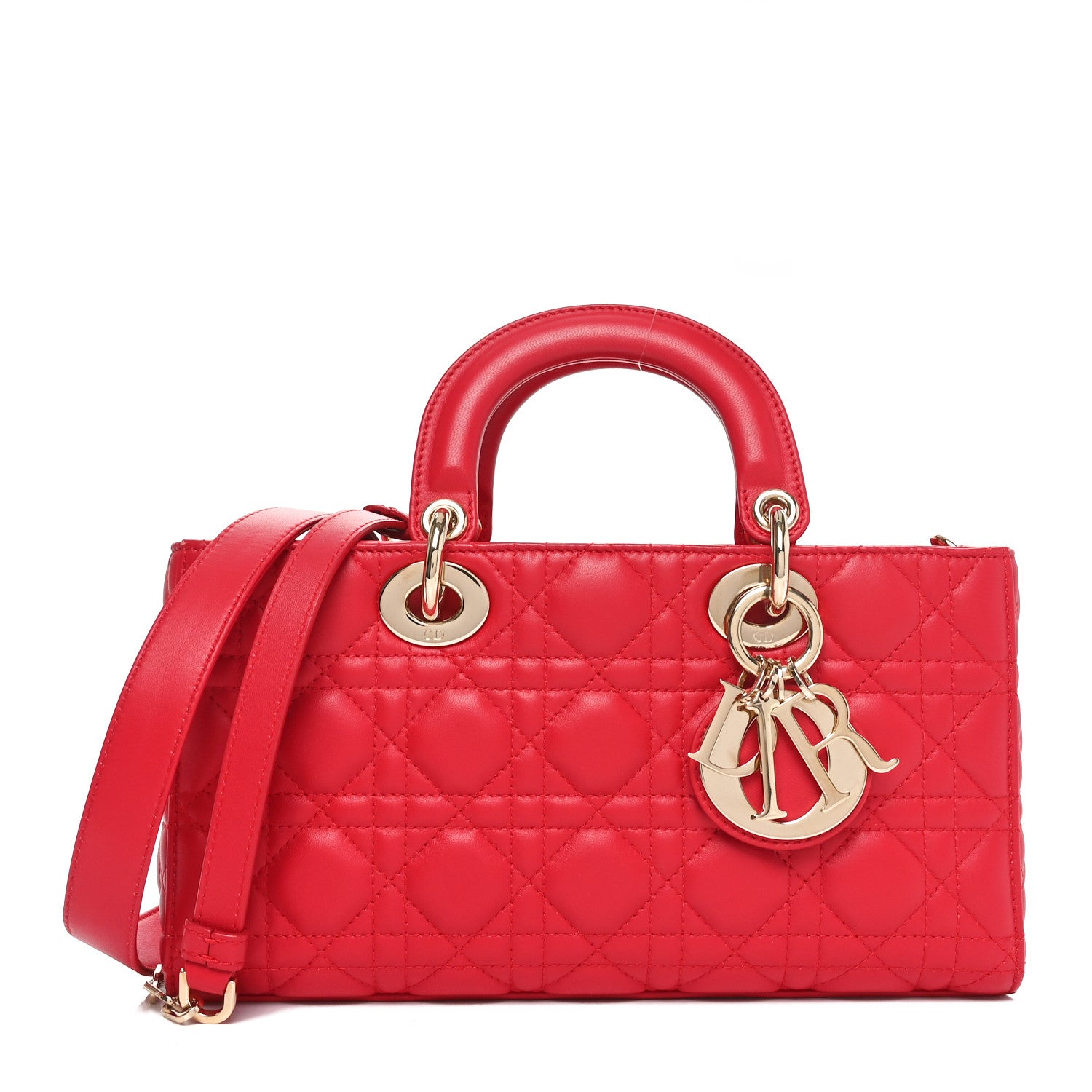 Christian Dior Lambskin Cannage Medium Lady D-Joy Red 1 of 10