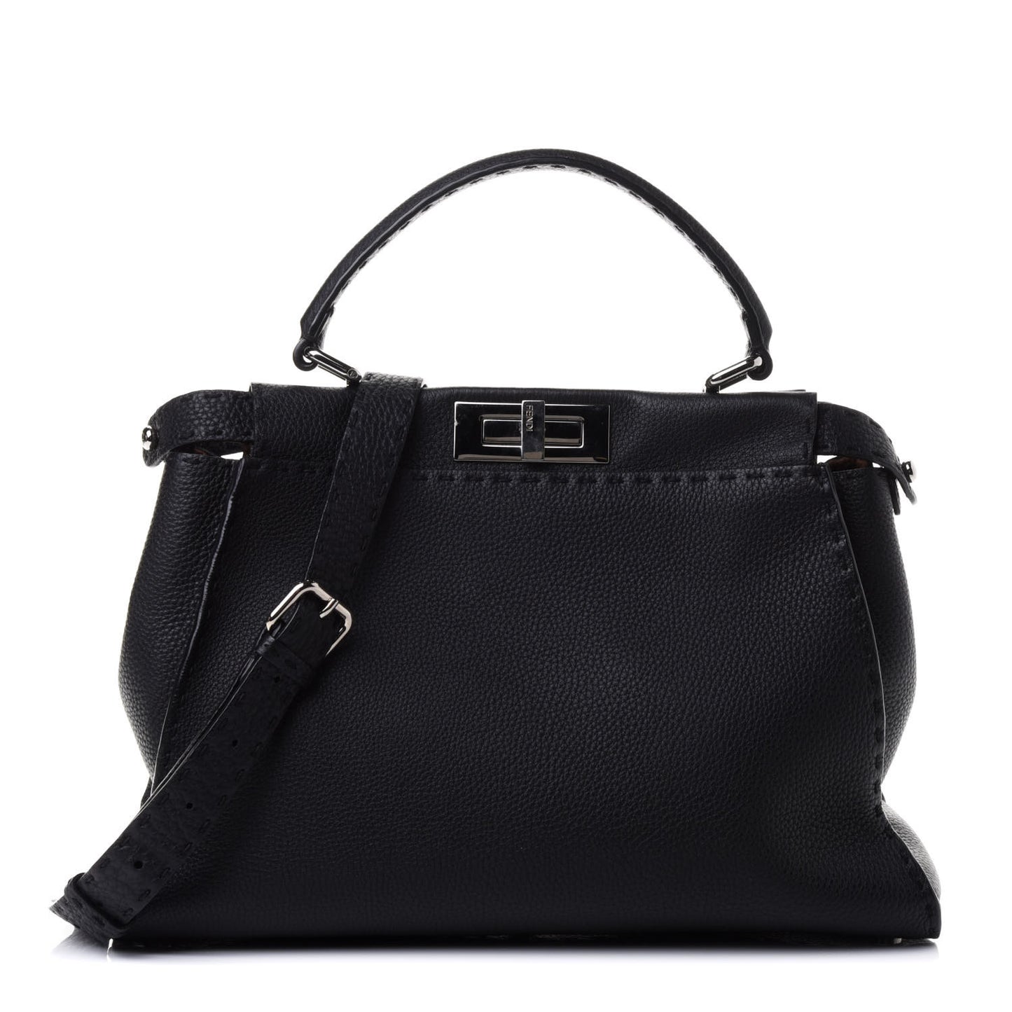Cuoio Romano Selleria Bi-Color Medium Peekaboo Iconic Satchel Black Mou