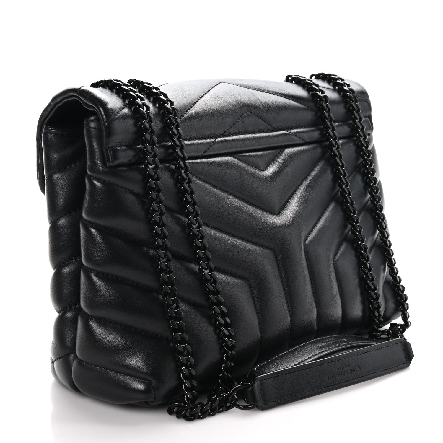 Saint Laurent Calfskin Y Quilted Monogram Monochrome Small Loulou Chain Satchel Black 3 of 13