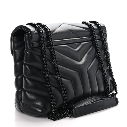 Saint Laurent Calfskin Y Quilted Monogram Monochrome Small Loulou Chain Satchel Black 3 of 13