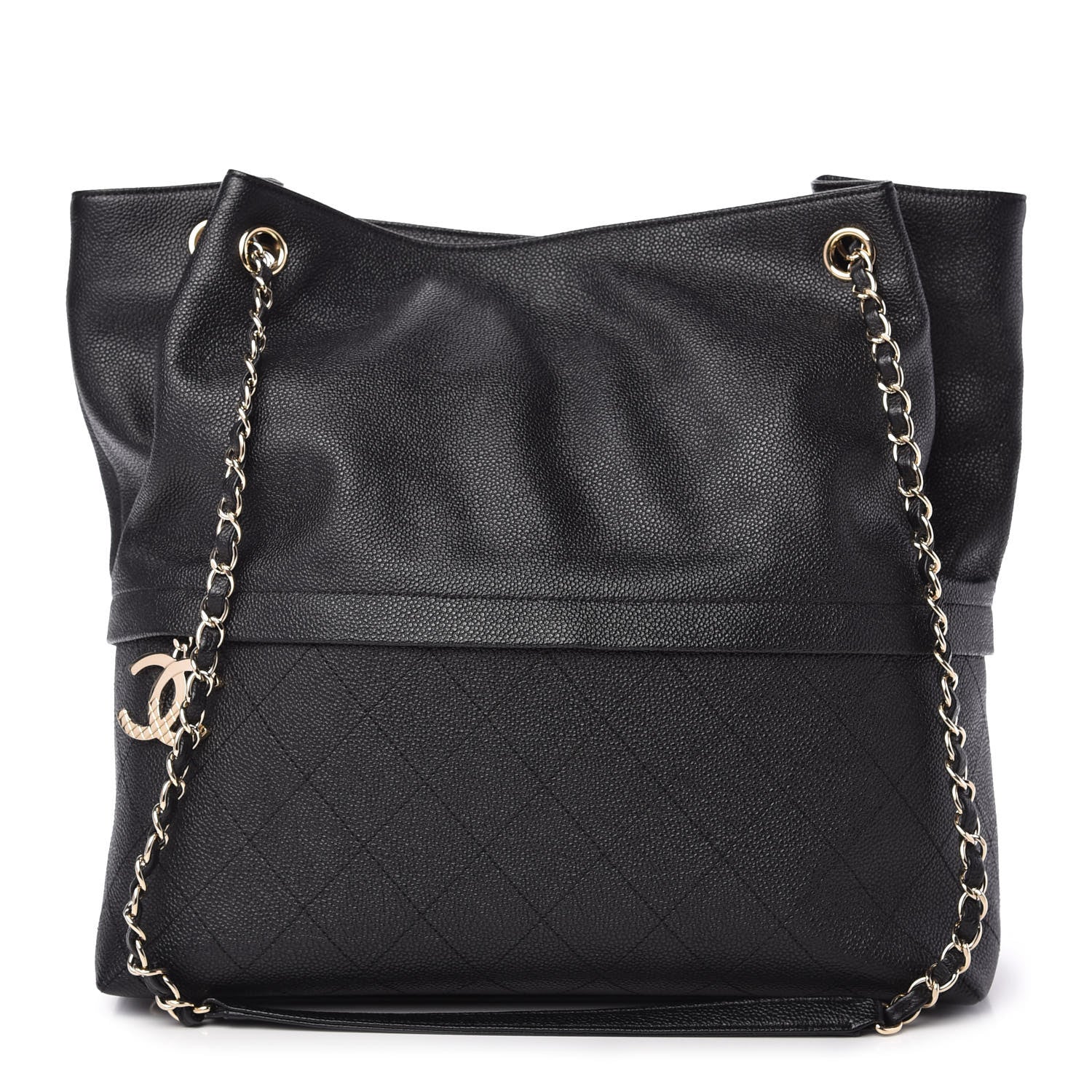 Chanel Crumpled Grained Calfskin Zip and Carry Shopping Tote Black 1 of 9