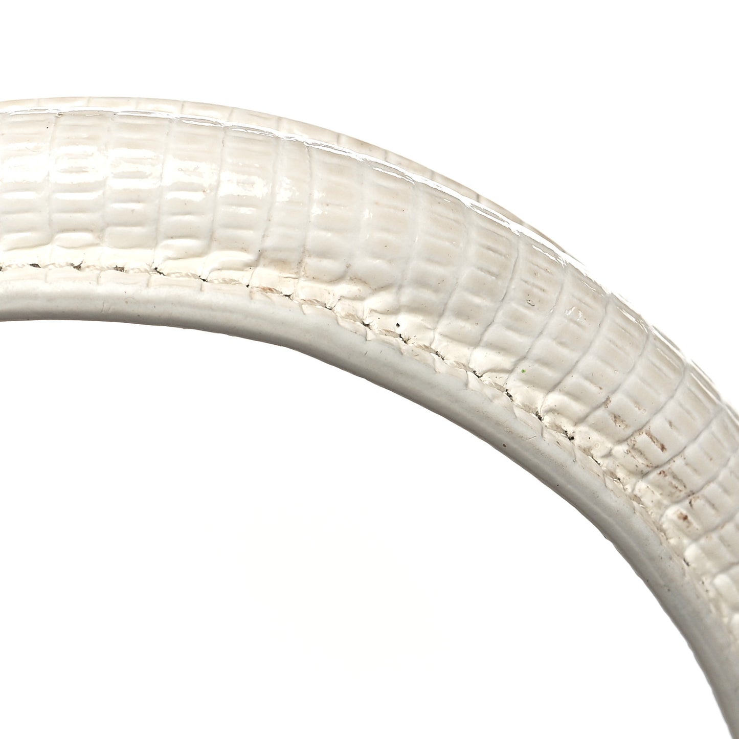 Patent Calfskin Lizard Embossed XS Sharp Top Handle Bag White