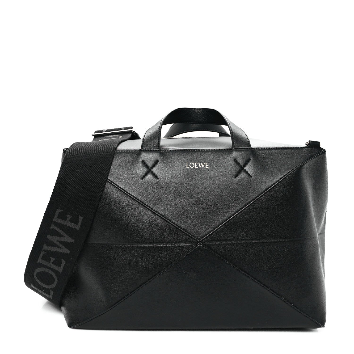 Loewe Shiny Calfskin Puzzle Fold Duffle Black 1 of 13