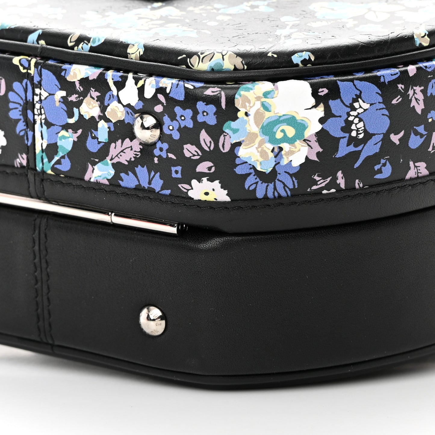 Calfskin Floral Print Petite Boite Chapeau Black