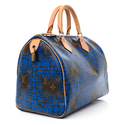 Louis Vuitton Monogram Kusama Town Speedy 30 Blue 3 of 13