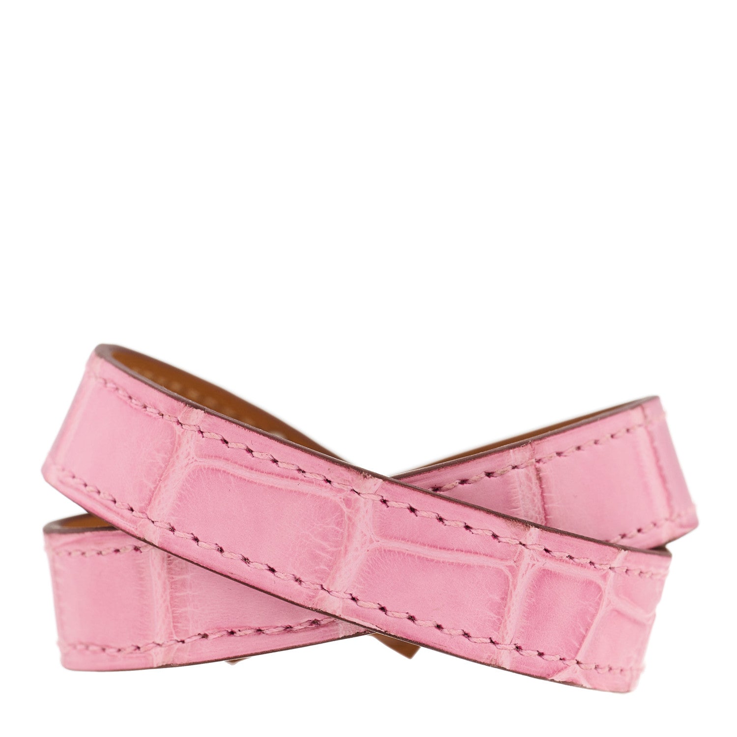 Hermes Matte Alligator Kelly Double Tour Bracelet 5P Pink 2 of 6