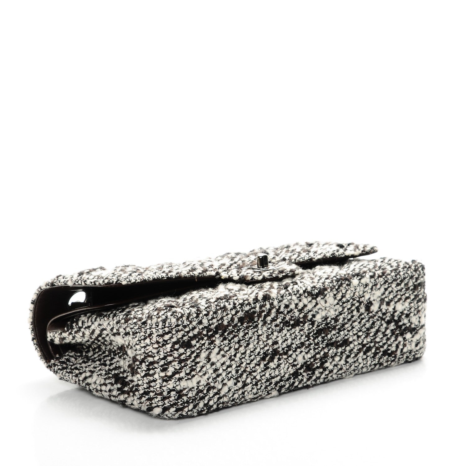 Chanel Tweed Quilted Medium Double Flap White Brown 5 of 12