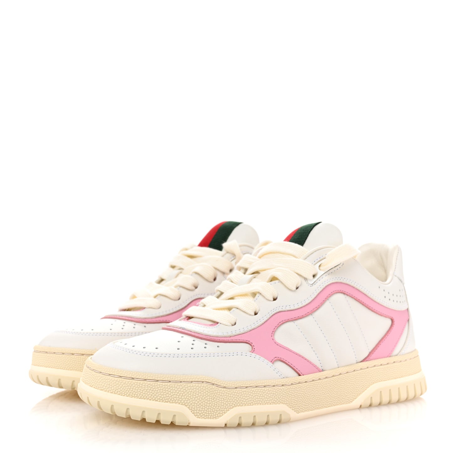Calfskin Womens Re-Web Sneakers 37 White Pink