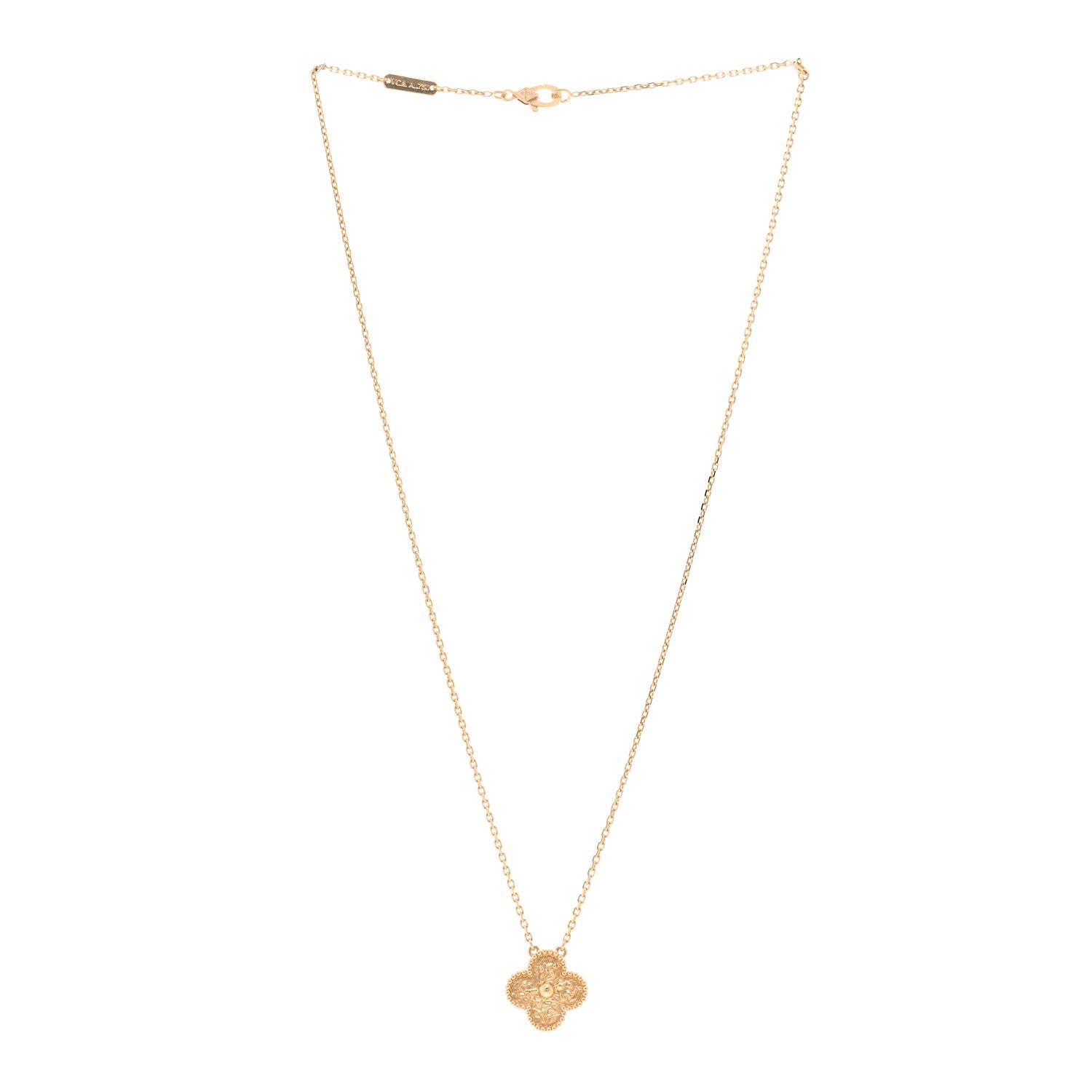 Van Cleef & Arpels 18K Yellow Gold Vintage Alhambra Pendant Necklace 3 of 5