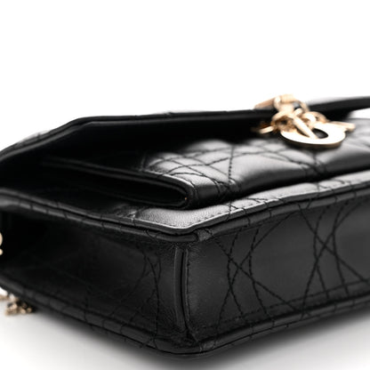 Christian Dior Lambskin Cannage Lady Dior Chain Pouch Black 8 of 9