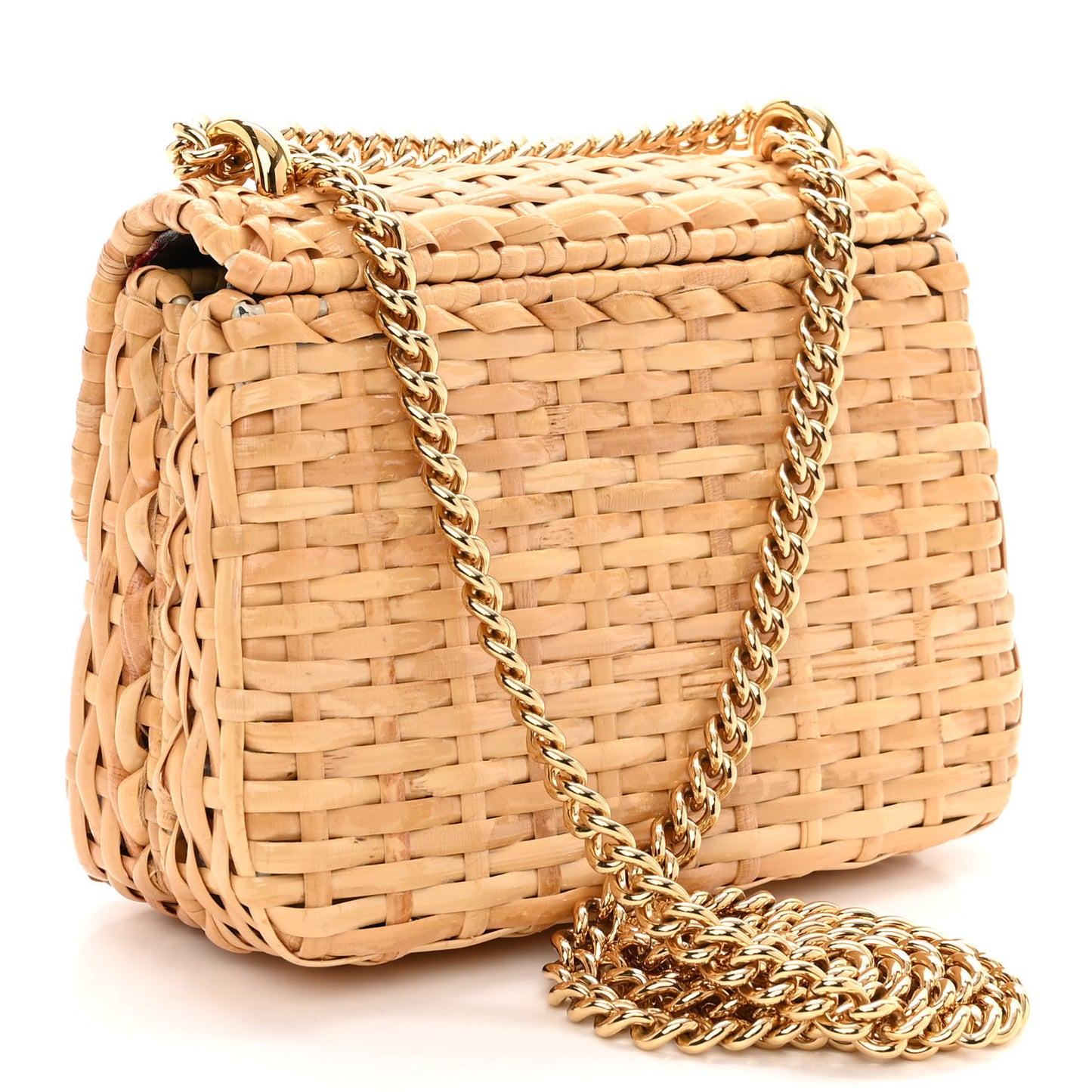 Glazed Wicker Mini Cestino Shoulder Bag Natural