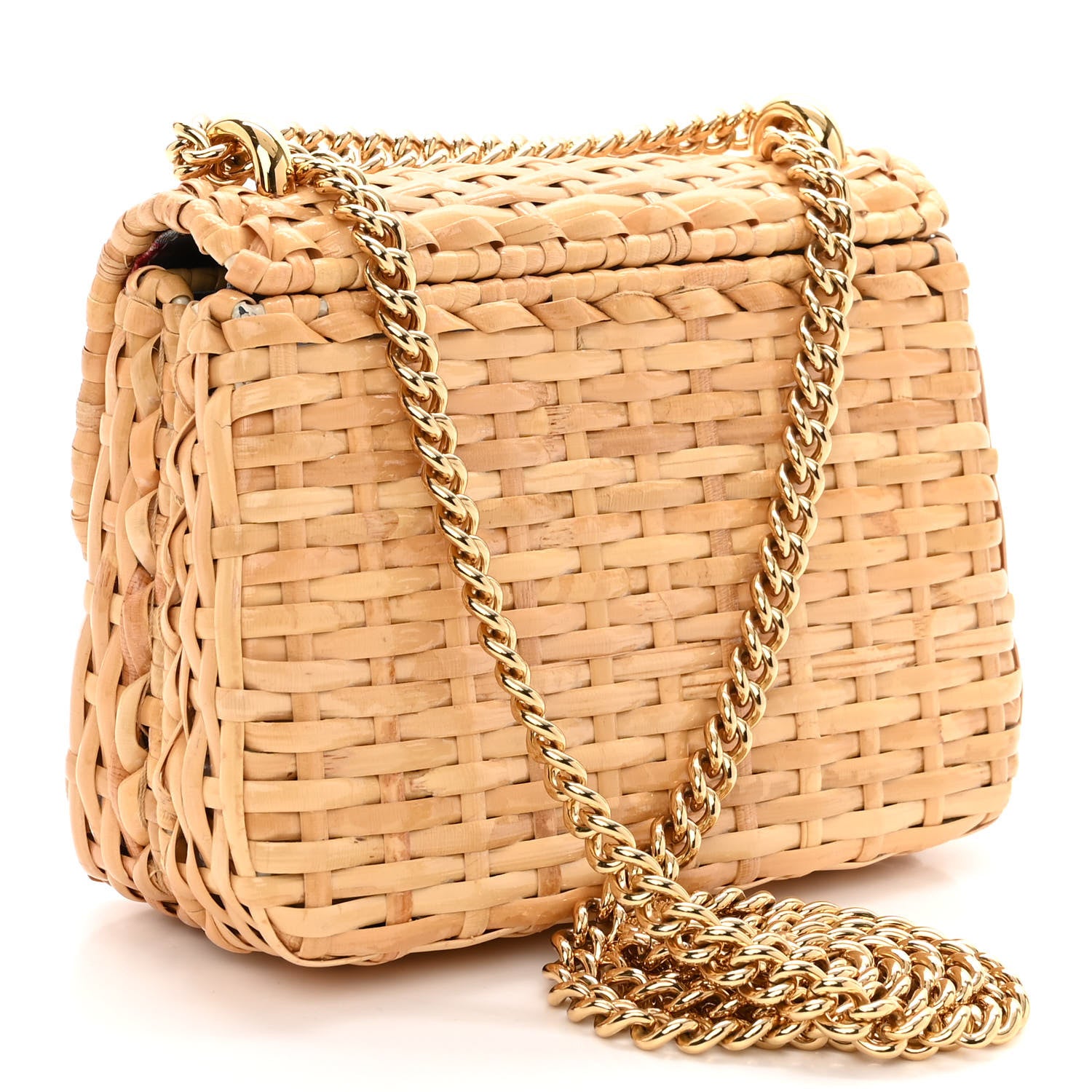Gucci Glazed Wicker Mini Cestino Shoulder Bag Natural 3 of 11