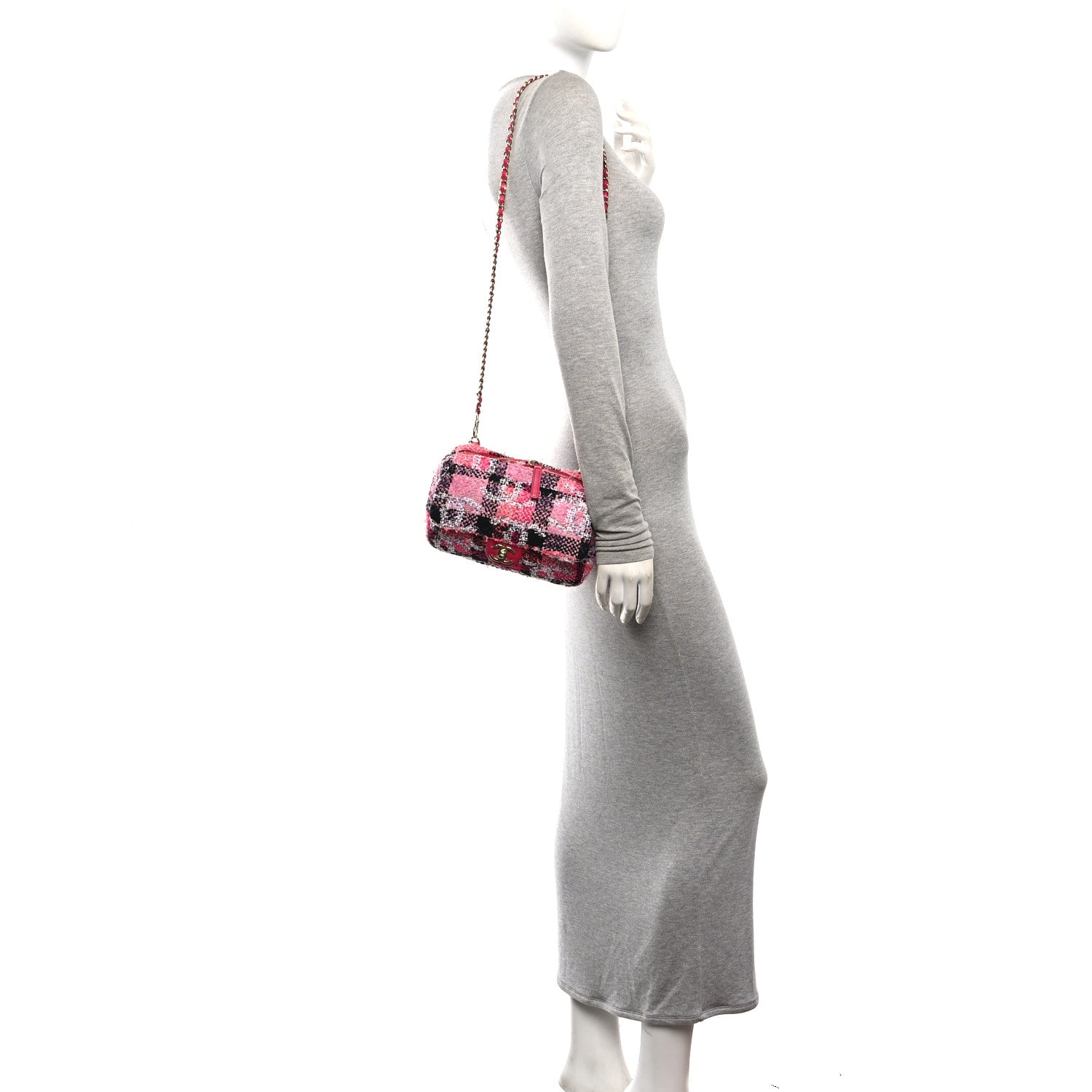 Chanel Tweed Sequins CC Logo Coco Beach Convertible Flap Tote Pink Multicolor 2 of 11