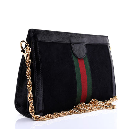 Gucci Suede Patent GG Web Small Ophidia Chain Shoulder Bag Black 3 of 12