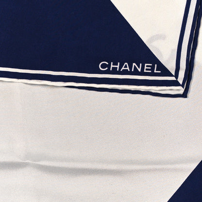 Chanel Silk Striped CC Pocket Square Blue White 2 of 3