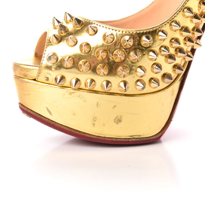 Christian Louboutin Specchio Lady Peep Spikes 150 Pumps 37 Gold 11 of 11