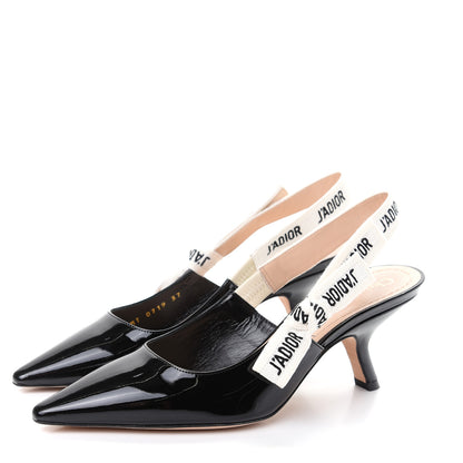Christian Dior Patent Ribbon J'Adior Slingback 65mm Pumps 37 Black 3 of 10