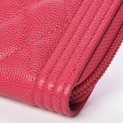 Chanel Caviar Quilted Boy Zip Around Coin Purse Wallet Fuchsia 6 of 10