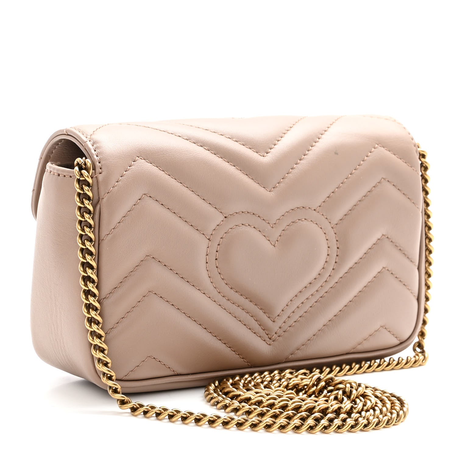 Gucci Calfskin Matelasse Super Mini GG Marmont Shoulder Bag Porcelain Rose 3 of 11
