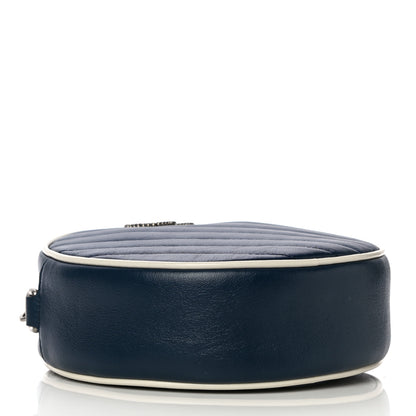 Gucci Azalea Calfskin Matelasse Diagonal Mini Torchon GG Marmont Round Shoulder Bag Blue Agata Mystic White 4 of 12