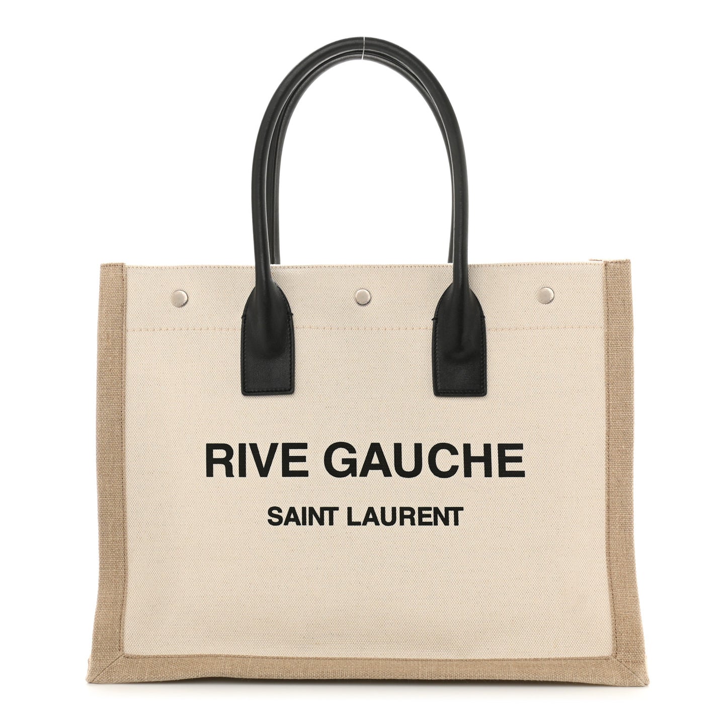 Linen Calfskin Small Rive Gauche Tote Greggio Natural