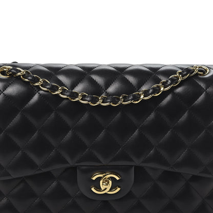 Chanel Lambskin Quilted Jumbo Double Flap Black 9 of 9