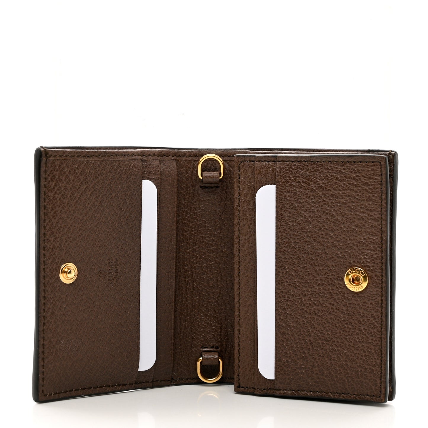 GG Supreme Monogram Web Ophidia Chain Card Case Wallet Beige New Acero