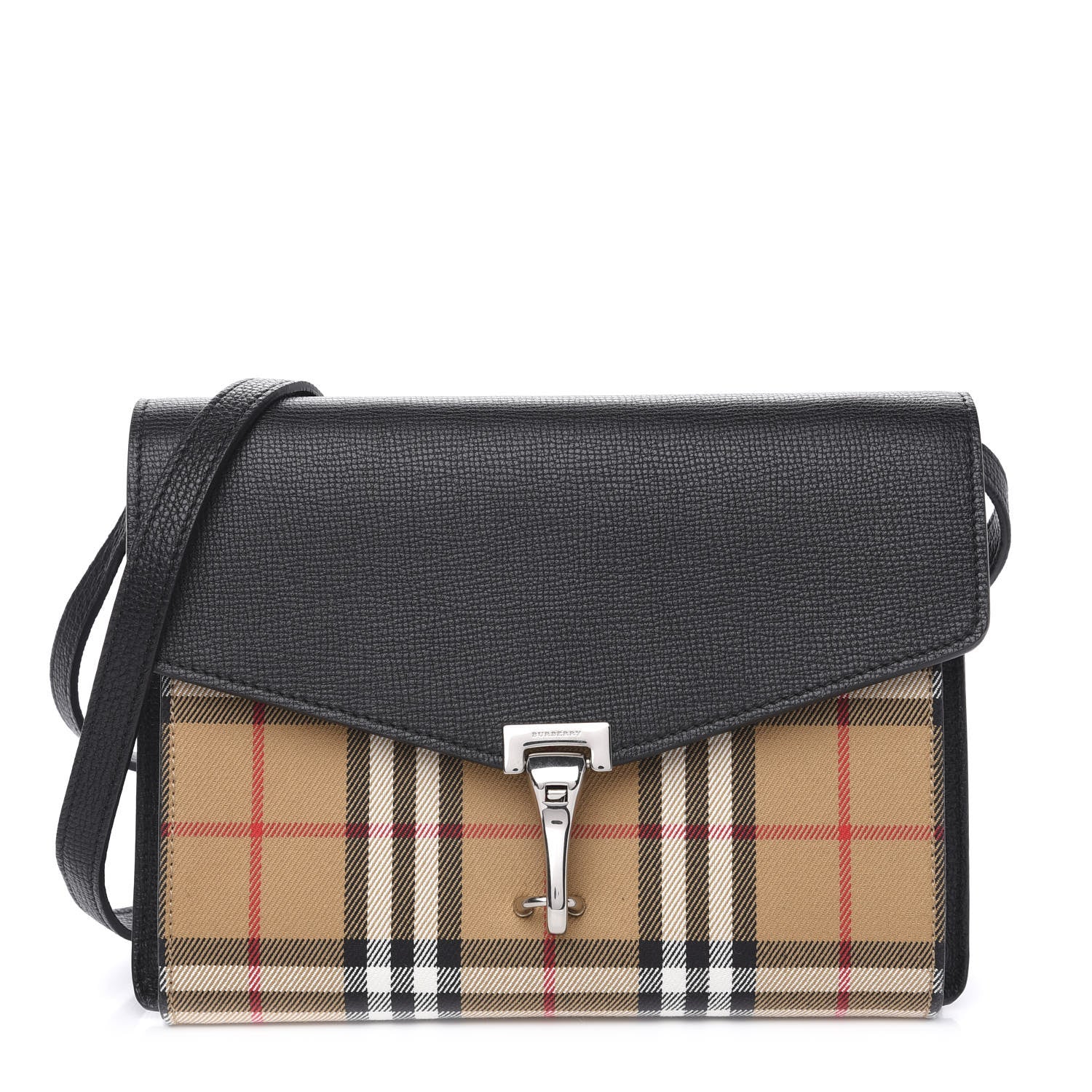 Burberry Derby Calfskin Vintage Check Small Macken Crossbody Bag Black 1 of 9