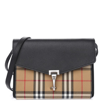 Burberry Derby Calfskin Vintage Check Small Macken Crossbody Bag Black 1 of 9