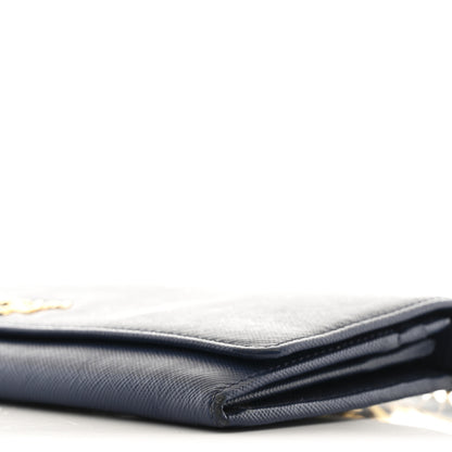 Prada Saffiano Metal Oro Chain Wallet Bleuette 11 of 11