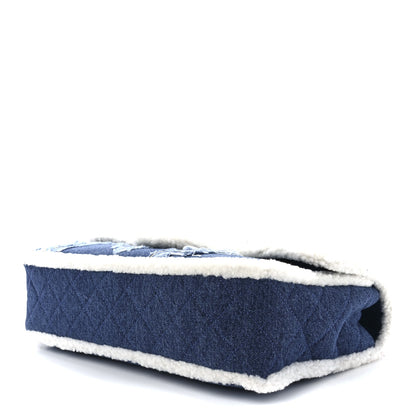 Chanel Denim Shearling Hieroglyph Flap Blue 10 of 12