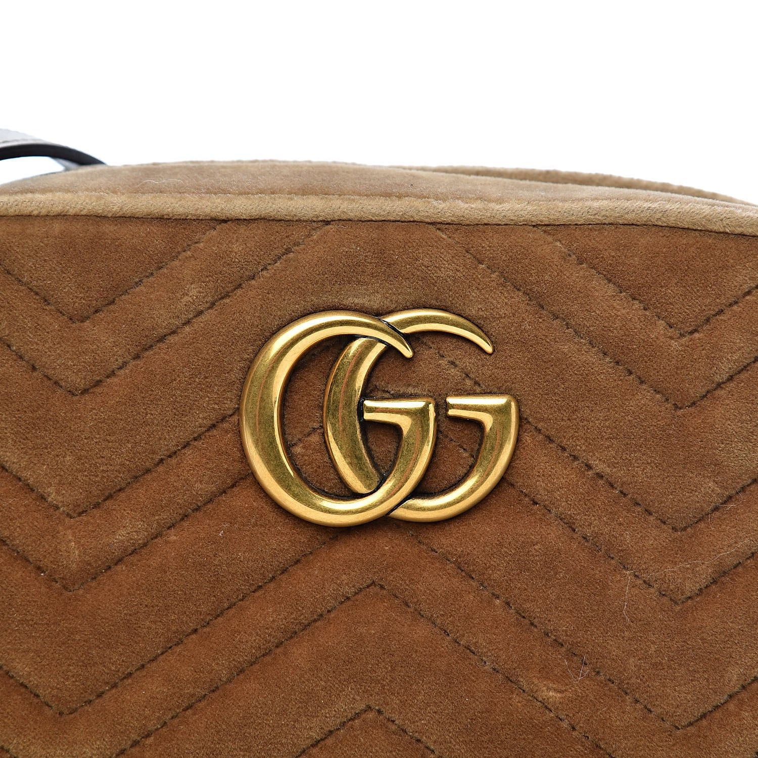 Gucci Velvet Matelasse Small GG Marmont Chain Shoulder Bag Taupe 11 of 11