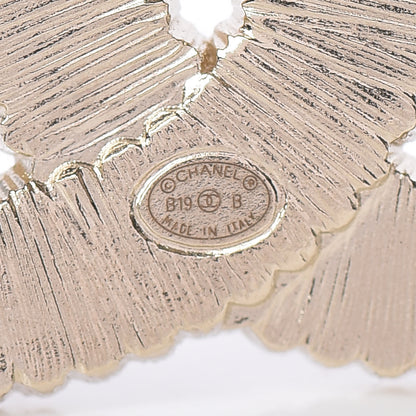 Chanel Pearl Crystal Lace Camellia CC Brooch Gold 4 of 5