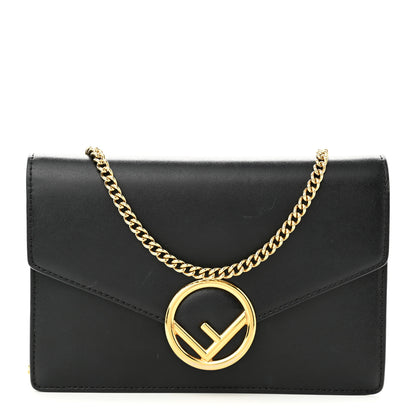 Fendi Vitello Liberty Lucido F is Fendi Medium Envelope Wallet on Chain Black 1 of 11