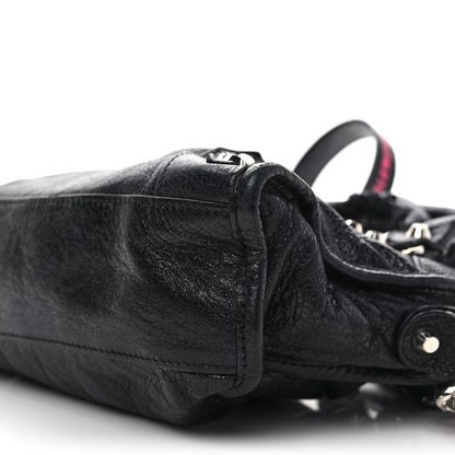 Balenciaga Agneau Classic Silver Hardware Mini City Logo Strap Black Pink 8 of 13