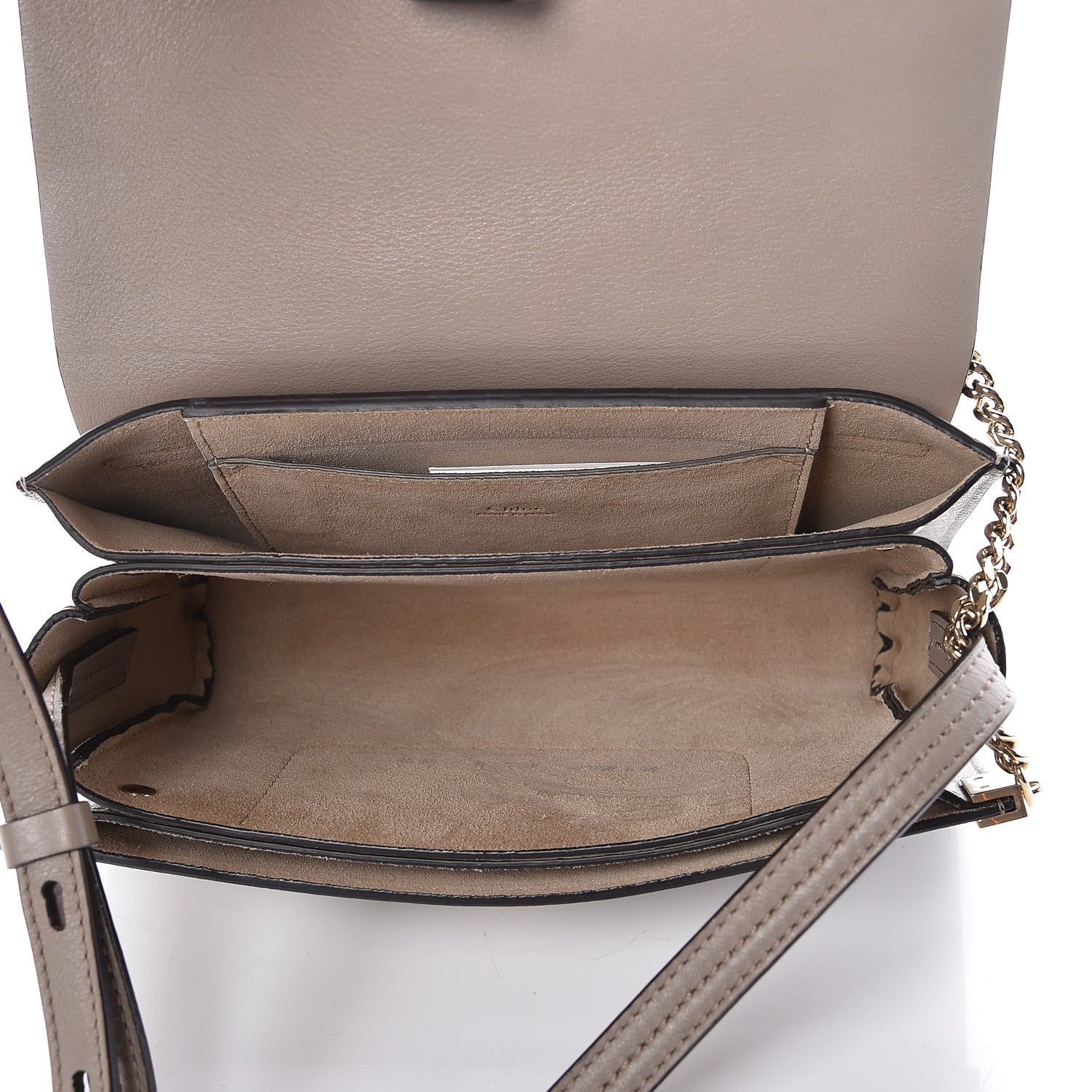 Chloe Suede Calfskin Small Faye Shoulder Bag Motty Grey 5 of 9