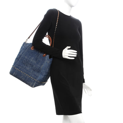 Valentino Garavani Denim Rockstud New Dome Bucket Tote Blue 2 of 11