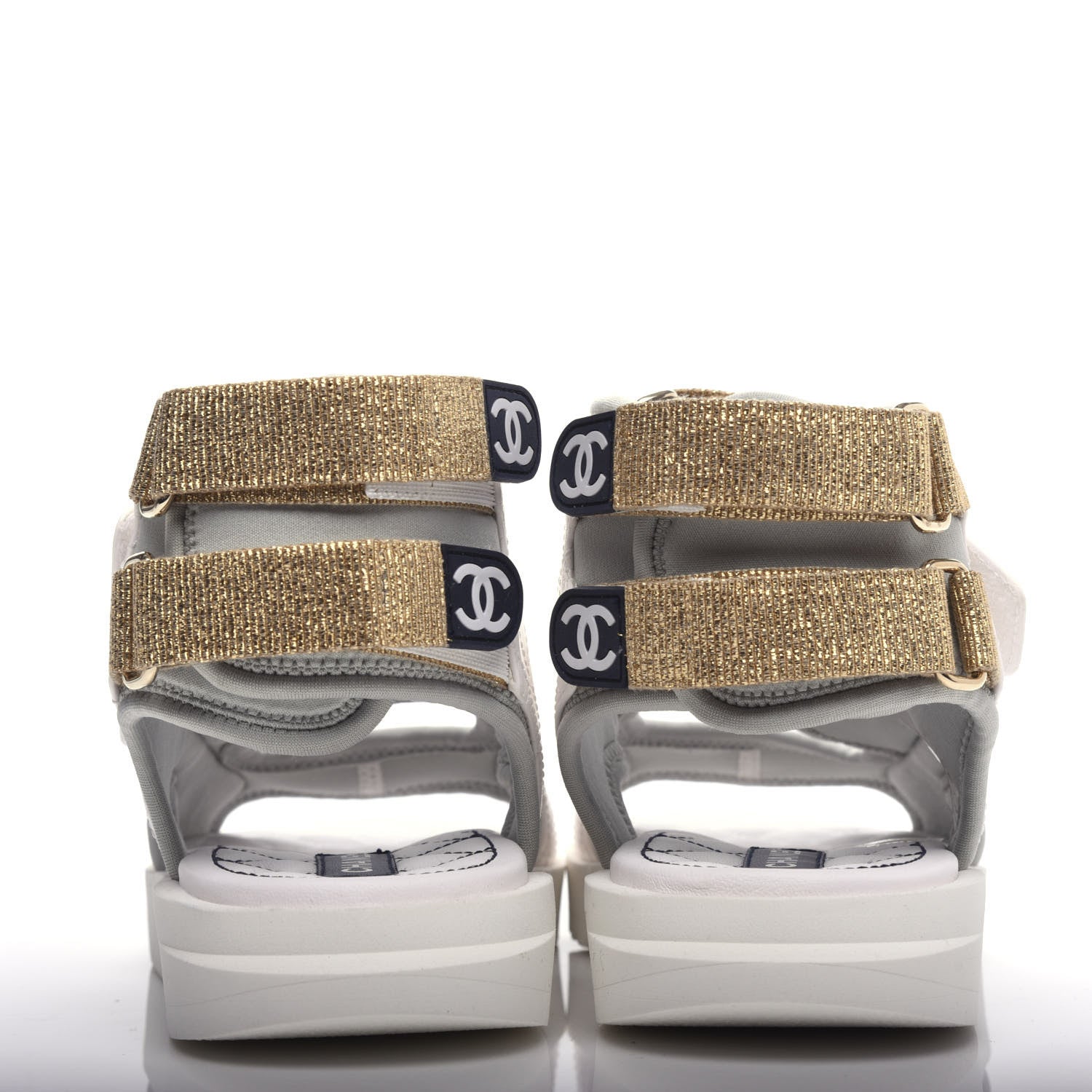 Chanel Goatskin Fabric Gladiator Sandals 36.5 Grey Navy Blue 7 of 11