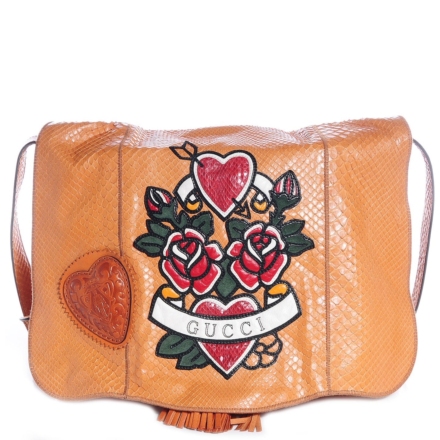 Python Tattoo Heart Tribeca Messenger Bag Tan