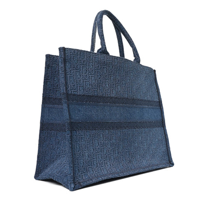 Christian Dior Oblique Denim Book Tote Denim Blue 2 of 10