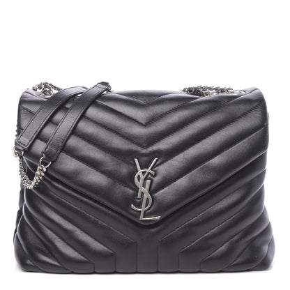 Saint Laurent Calfskin Y Quilted Monogram Medium Loulou Chain Satchel Black 1 of 12
