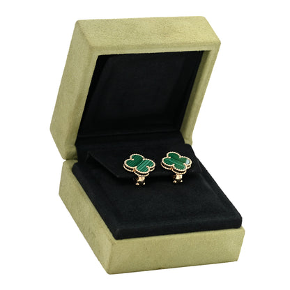 Van Cleef & Arpels 18K Yellow Gold Malachite Vintage Alhambra Earrings 6 of 6