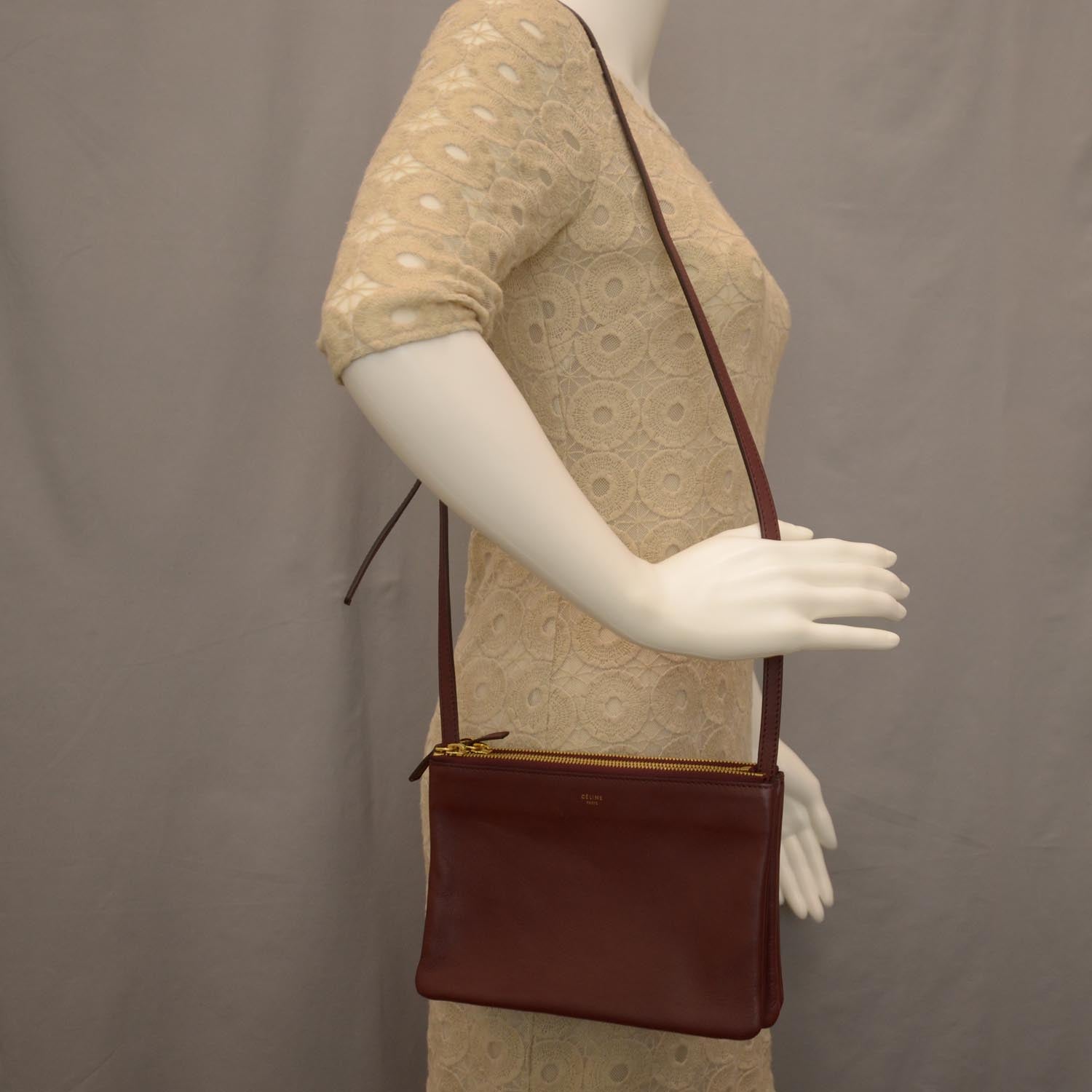 Celine Leather Trio Crossbody Bag Burgundy 2 of 9