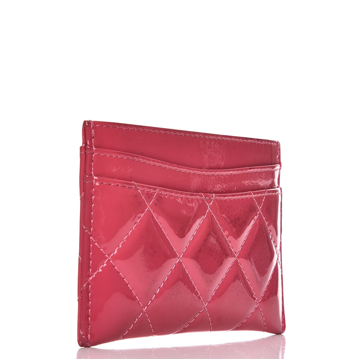Patent Quilted Card Holder Fuchsia