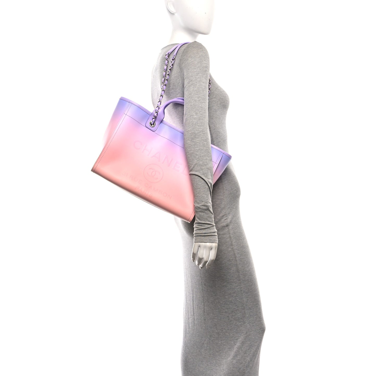 Shaded Calfskin Small Deauville Tote Light Purple Pink Coral