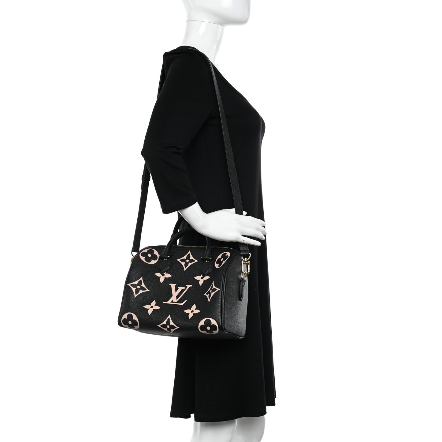 Empreinte Monogram Giant Speedy Bandouliere 25 Black Beige