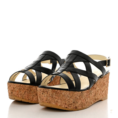 Chanel Lambskin Cork Pearl CC Platform Sandals 40 Black 3 of 10