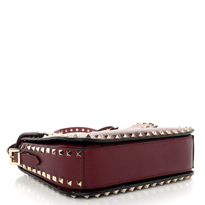 Valentino Garavani Pebbled Calfskin Medium Rockstud Flap Saddle Bag Rubino 4 of 10